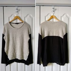 Sanctuary high low lightweight white black sweater lagen look